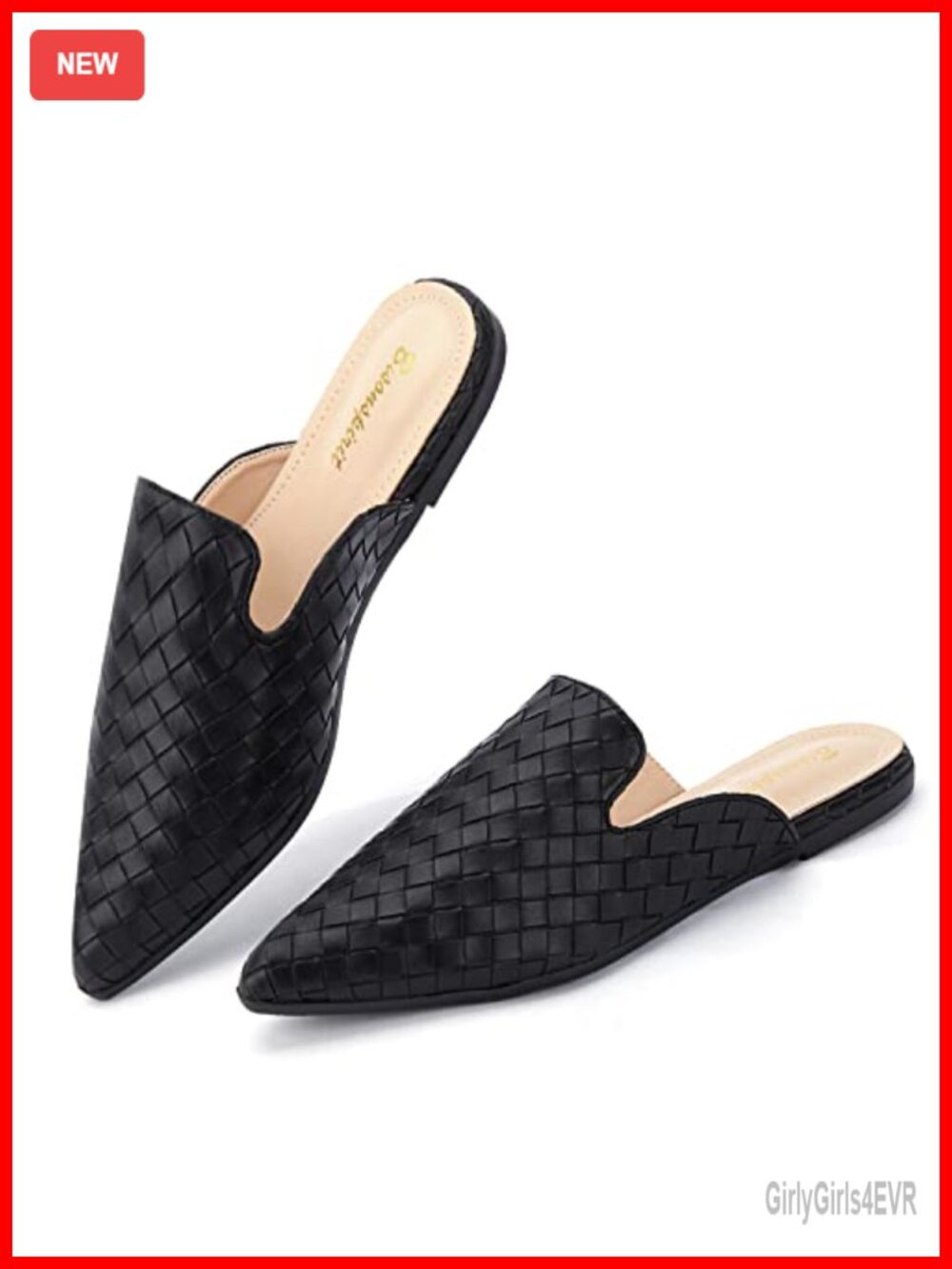 Pointed Toe Mules Flats Slip On Loafer Shoes Suede PU Comfort